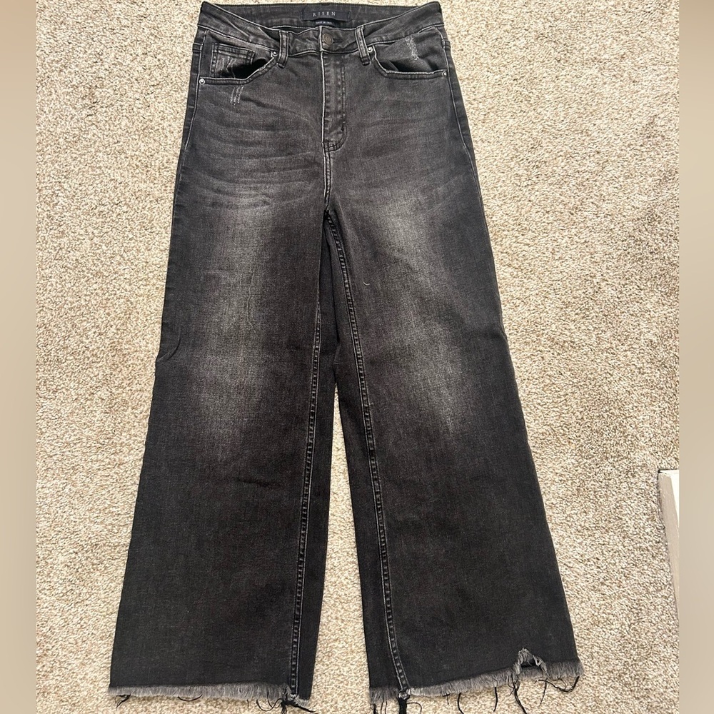 Zara Charcoal Wide-Leg Jeans